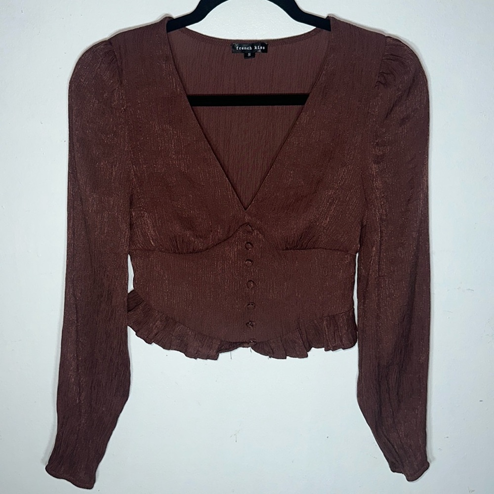 GorgeousBronze Brown French Kiss V Neck Top Size Xs/S